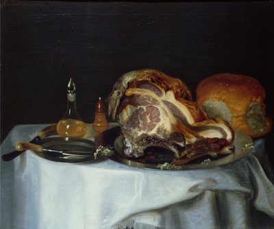 Naturaleza muerta con carne y pan de George Smith